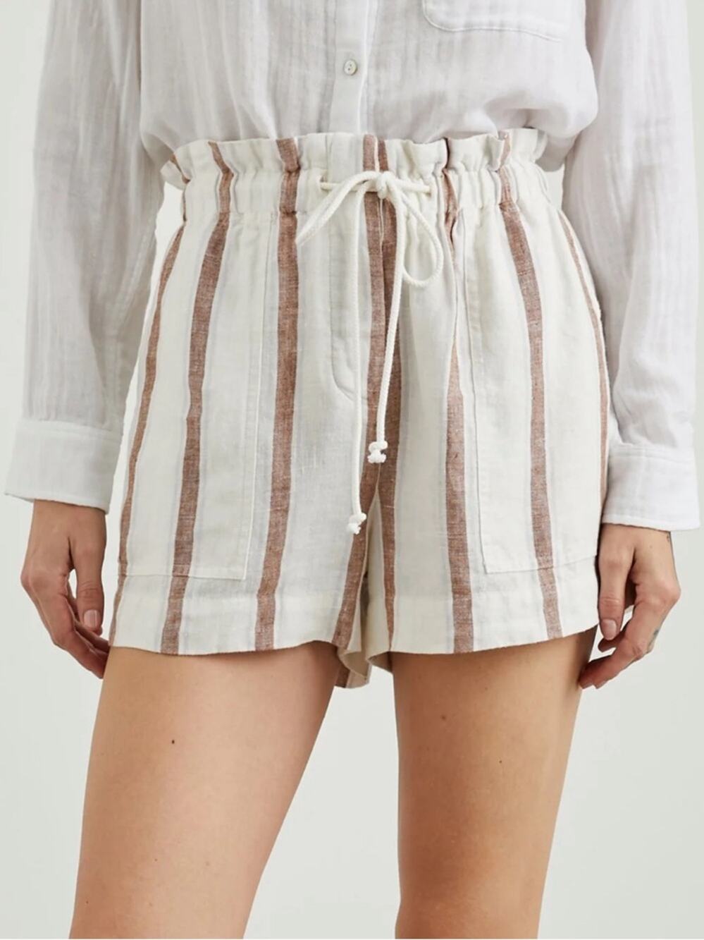 Rails Foster Short 100% Linen Stripe High Rise Size XS
